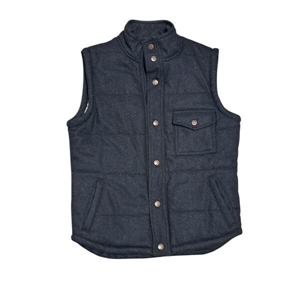 Kane & Unke Quilted Puffer Mens Preppy Wool Vest Snap Button Large  Dark Navy - Picture 1 of 17